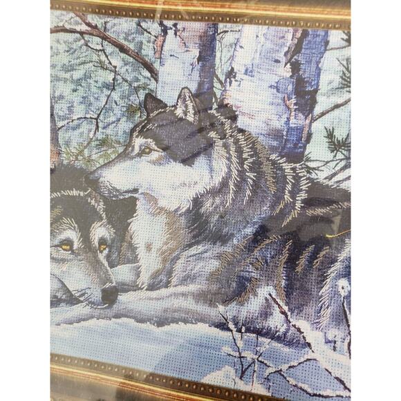 NEW VINTAGE Near North Treasures Cross Stitch Kit Devoted Soulmates Wolf indian - Picture 3 of 6